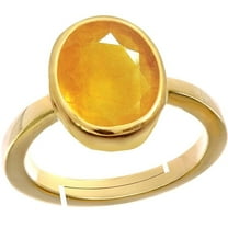 5.25 Ct Yellow Sapphire Ring Oval Cut Gemstone Ring Panchdhatu Adjustable Ring for Men's & Women's