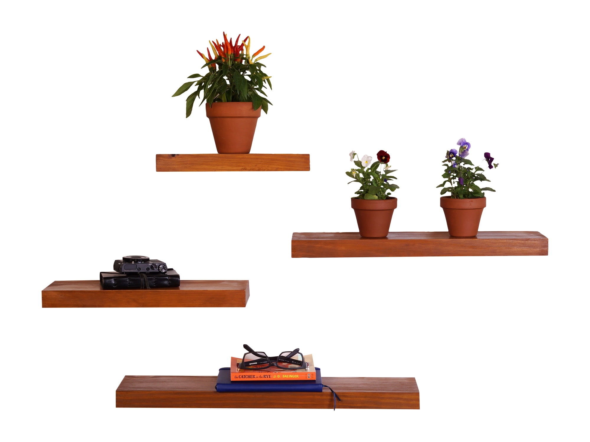 Clean Edge Pine Floating Shelves (Set of 4)