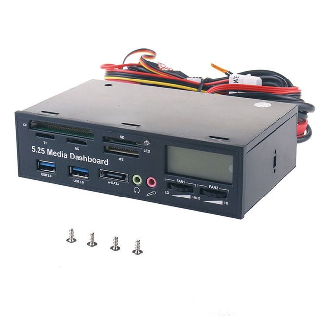 5.25'' High Speed Media Dashboard Front Panel PC USB3.0 ESATA Multi Card Reader