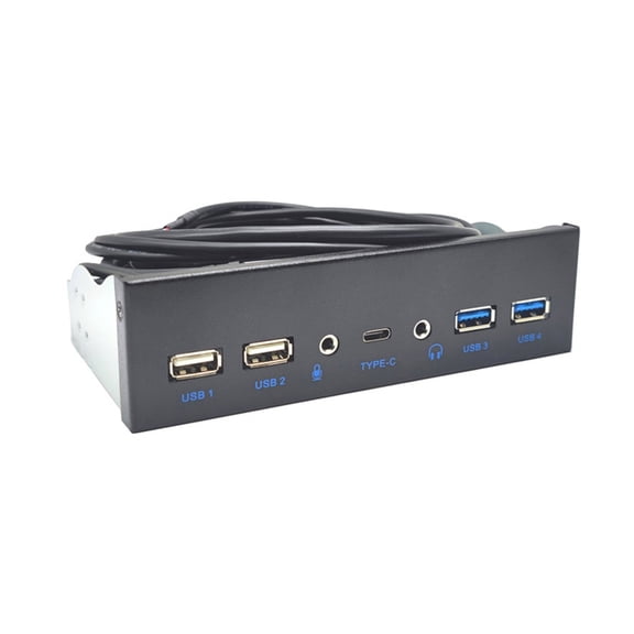 5.25" Media Dashboards USB3.0 Front Panel 2 USB3.0 + 2 USB2.0 + TypeC 3.5mm for PC Desktop 5.25" ROM Drive Bay