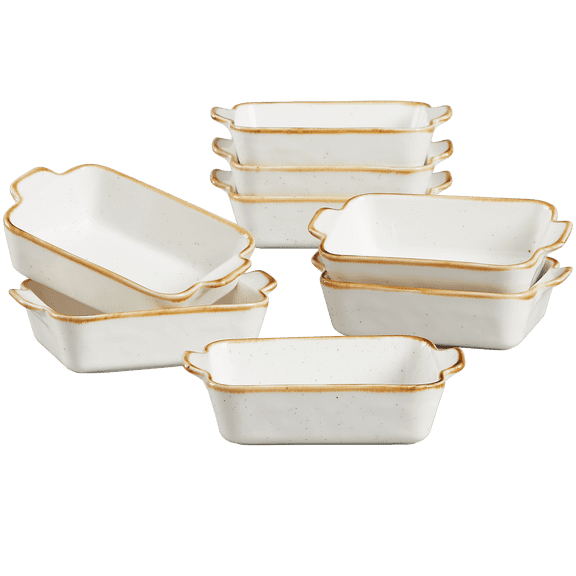Contenpo 5.25" Rectangular Ceramic Baking Dishes, Small Porcelain Casserole Dish with Handle, Oven & Dishwasher Safe Mini Bakeware Set for Cakes, Casseroles, and Serving