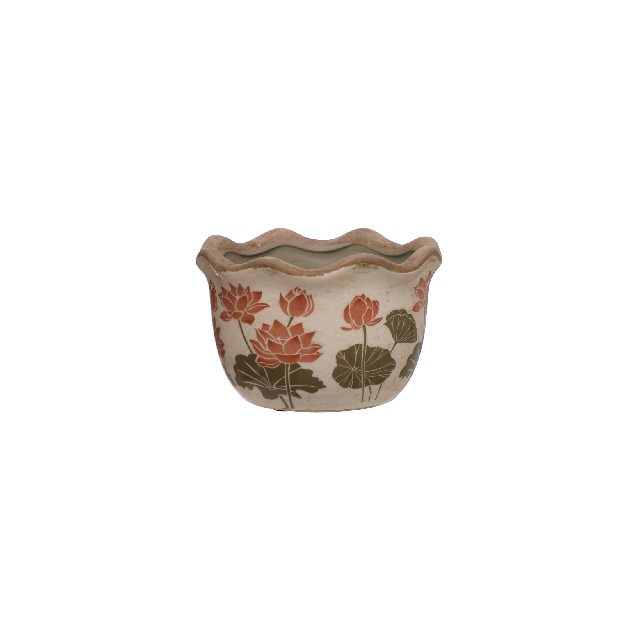 Small White Ceramic Lotus Indoor Planter