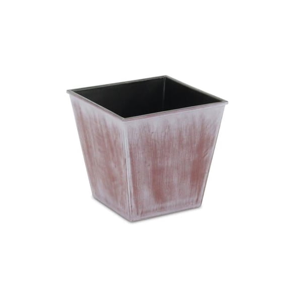 5.25 in. Square Planter with A Tapered Body - Brown & Ivory