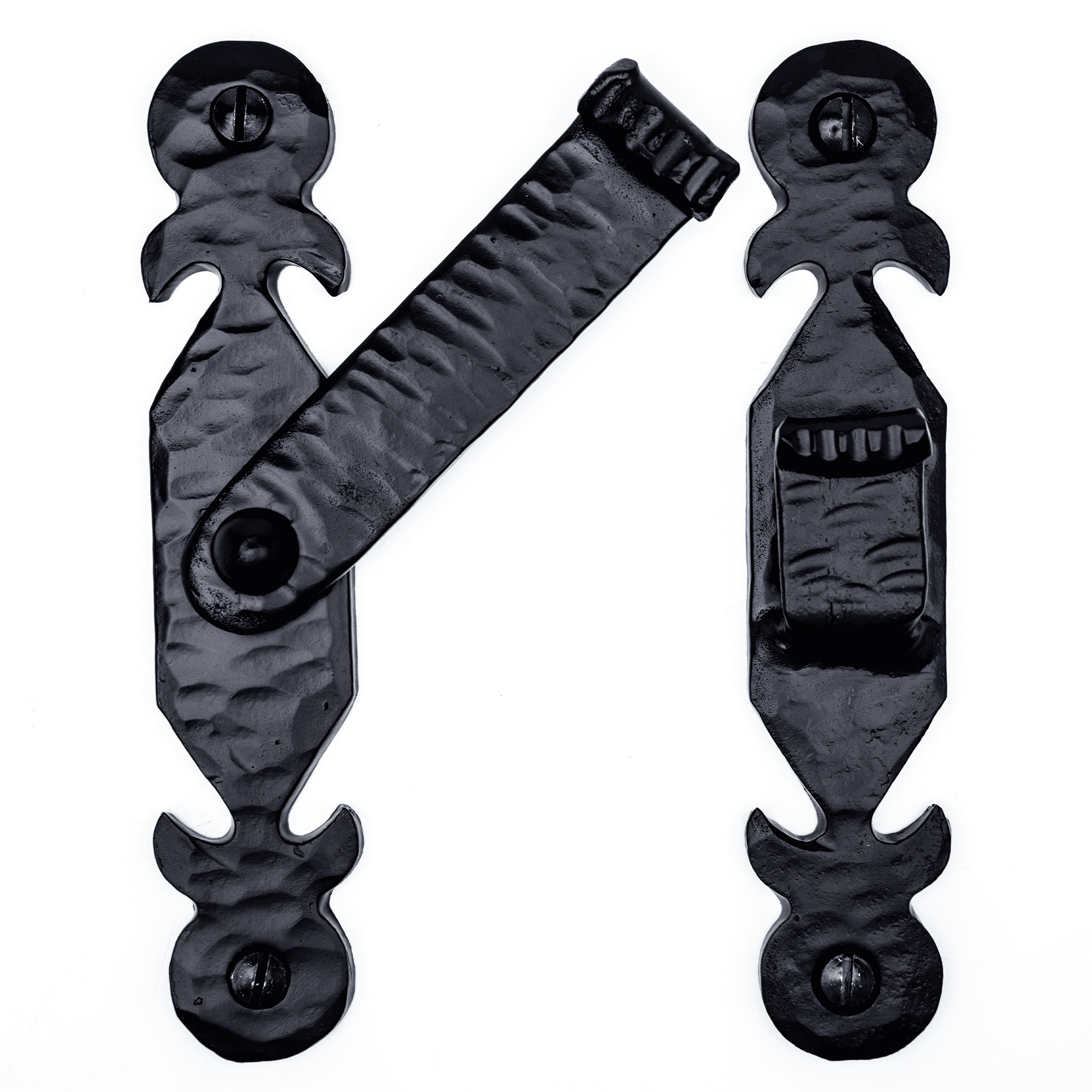 5.25 inch Decorative Bar Flip Latch- Black - Small Latch - Gate Hardware Wrought Iron Decorative Hardware Hook Latch Attic Door Latch - The Hacienda Series by Borderland Rustic Hardware