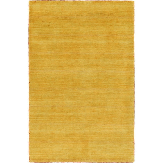 5.25' x 7.5' Gold Solid Hand Knotted Rectangular Wool Area Throw Rug