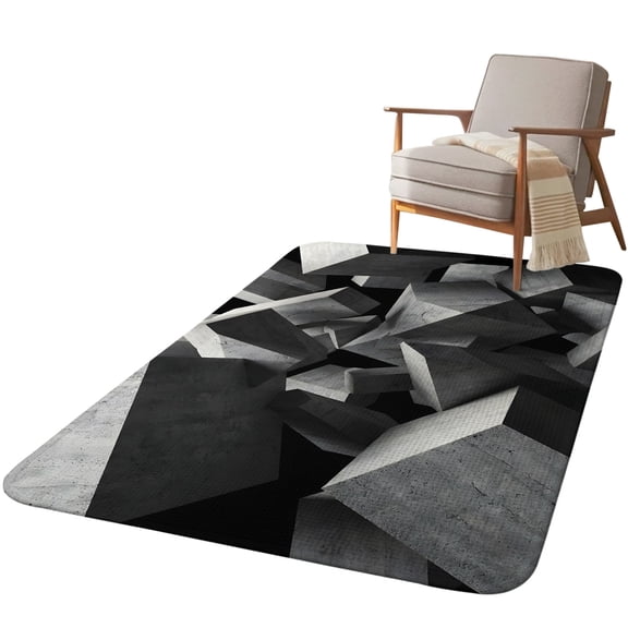 5.25'x6.56' Area Rug for Living Room, Abstract Grey Non Slip Soft Rugs for Bedroom Dining Room, Washable Low Pile Rugs Kitchen Nursery Floor Mat Throw Carpet Floating Stone Industrial Modernist