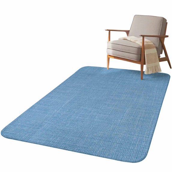 5.25'x6.56' Area Rug for Living Room, Blue Burlap Texture Non Slip Soft Rugs for Bedroom Dining Room, Washable Low Pile Rugs Kitchen Nursery Floor Mat Throw Carpet Farmhouse Vintage Blue