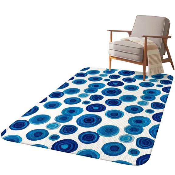 5.25'x6.56' Area Rug for Living Room, Blue Polka Dots Non Slip Soft Rugs for Bedroom Dining Room, Washable Low Pile Rugs Kitchen Nursery Floor Mat Throw Carpet Watercolor Modern Abstract Geometric