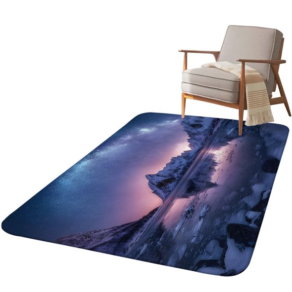 5.25'x6.56' Area Rug for Living Room, Blue Purple Mountains Non Slip Soft Rugs for Bedroom Dining Room, Washable Low Pile Rugs Kitchen Nursery Floor Mat Throw Carpet Modern Art Mountain