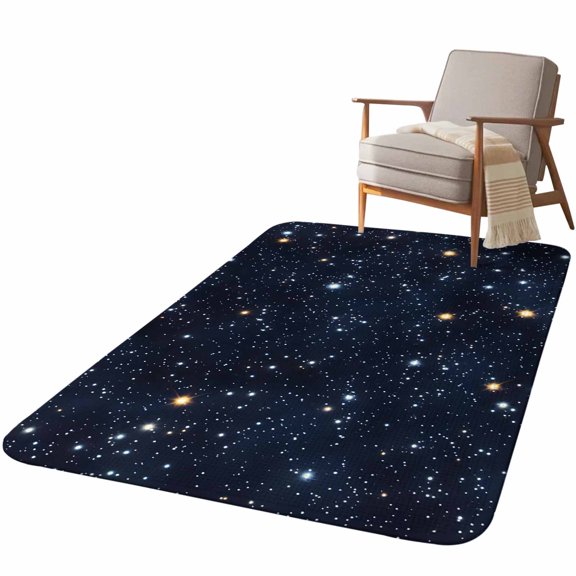 5.25'x6.56' Area Rug for Living Room, Blue Starry Sky Non Slip Soft Rugs for Bedroom Dining Room, Washable Low Pile Rugs Kitchen Nursery Floor Mat Throw Carpet Universe Space Galaxy Night Star
