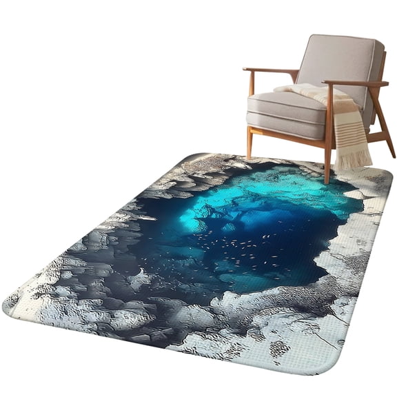 5.25'x6.56' Area Rug for Living Room, Cenote Pool Non Slip Soft Rugs for Bedroom Dining Room, Washable Low Pile Rugs Kitchen Nursery Floor Mat Throw Carpet Cave Walls Aqua Water Dreamy Vibrant