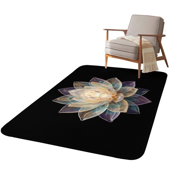 5.25'x6.56' Area Rug for Living Room, Crystal Flowers Non Slip Soft Rugs for Bedroom Dining Room, Washable Low Pile Rugs Kitchen Nursery Floor Mat Throw Carpet Vintage Colorful Petals Floral Plants