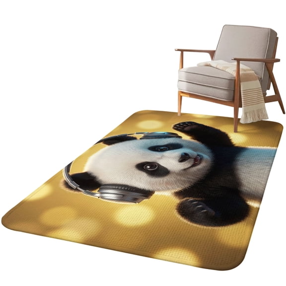 5.25'x6.56' Area Rug for Living Room, Cute Panda Non Slip Soft Rugs for Bedroom Dining Room, Washable Low Pile Rugs Kitchen Nursery Floor Mat Throw Carpet Funny Abstract Animals Print