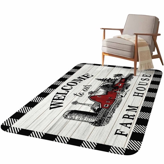 5.25'x6.56' Area Rug for Living Room, Farmhouse Cabin Non Slip Soft Rugs for Bedroom Dining Room, Washable Low Pile Rugs Kitchen Nursery Floor Mat Throw Carpet Country Vintage House Wood Grain Pliad