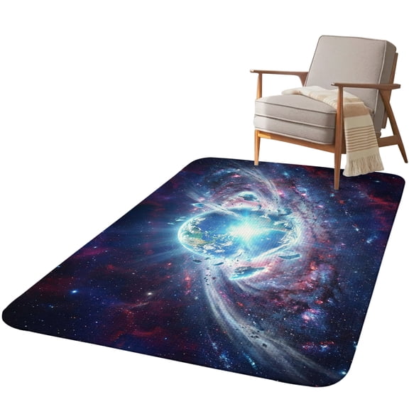 5.25'x6.56' Area Rug for Living Room, Global Explosion Non Slip Soft Rugs for Bedroom Dining Room, Washable Low Pile Rugs Kitchen Nursery Floor Mat Throw Carpet Modern Abstract Art Galaxy Universe