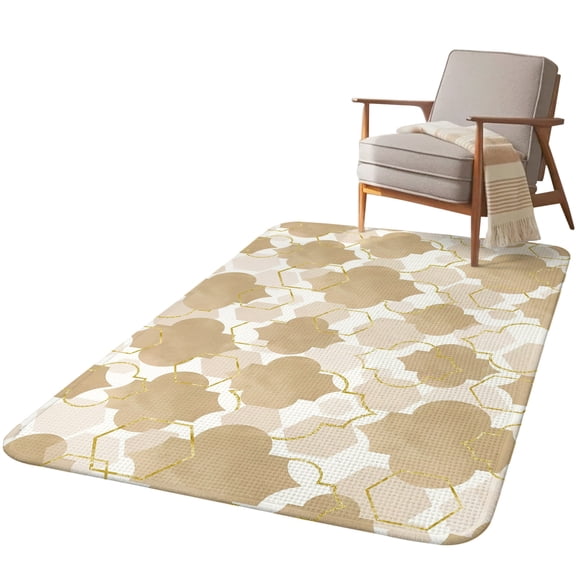 5.25'x6.56' Area Rug for Living Room, Light Brown Moroccan Non Slip Soft Rugs for Bedroom Dining Room, Washable Low Pile Rugs Kitchen Nursery Floor Mat Throw Carpet Modern Geometric Abstract Art