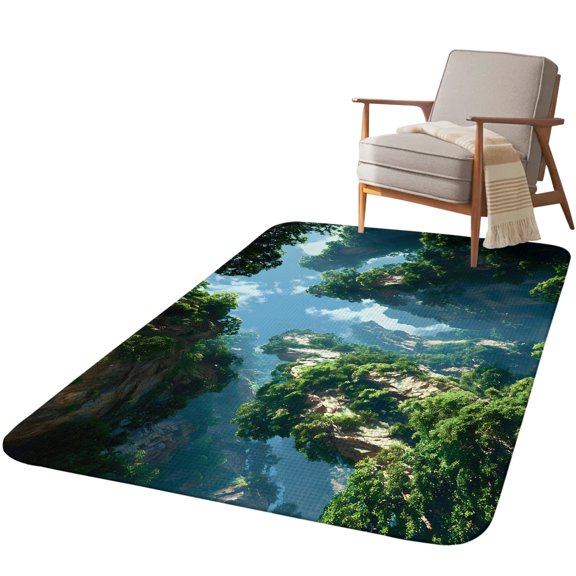 5.25'x6.56' Area Rug for Living Room, Mountains Clouds Non Slip Soft Rugs for Bedroom Dining Room, Washable Low Pile Rugs Kitchen Nursery Floor Mat Throw Carpet Nature Minimalist Modern