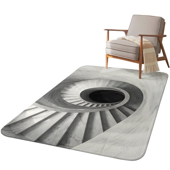 5.25'x6.56' Area Rug for Living Room, Spiral Marble Staircase Non Slip Soft Rugs for Bedroom Dining Room, Washable Low Pile Rugs Kitchen Nursery Floor Mat Throw Carpet Minimalist Modern Stone Steps