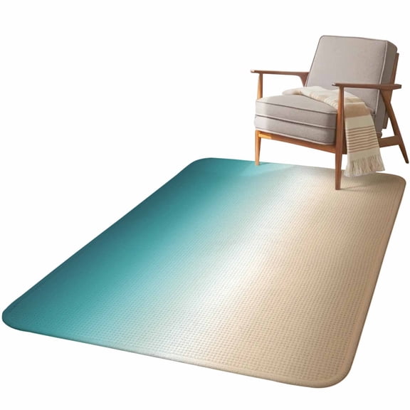 5.25'x6.56' Area Rug for Living Room, Teal Beige Ombre Cream Non Slip Soft Rugs for Bedroom Dining Room, Low Pile Rugs Kitchen Nursery Floor Mat Throw Carpet Modern Turquoise Abstract Art Aesthetics