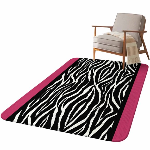 5.25'x6.56' Area Rug for Living Room, Zebra Printed Non Slip Soft Rugs for Bedroom Dining Room, Washable Low Pile Rugs Kitchen Nursery Floor Mat Throw Carpet Modern Geometric Balck White Stripes