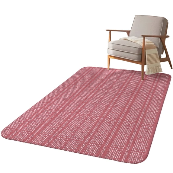 5.25'x7.55' Area Rug for Living Room, Pink Non Slip Soft Large Rugs for Bedroom Dining Room Office, Washable Low Pile Rugs Kitchen Nursery Floor Mat Modern Geometric Abstract Art Aesthetics