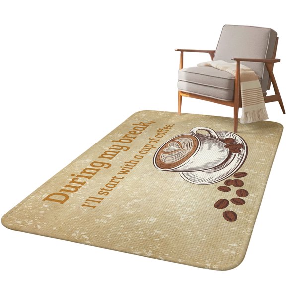 5.25'x7.55' Area Rug for Living Room, Retro Coffee Non Slip Soft Large Rugs for Bedroom Dining Room Office, Low Pile Rugs Kitchen Nursery Floor Mat Modern Vintage Farmhouse Brown Coffee Beans
