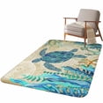 5.25'x7.55' Area Rug for Living Room, Teal Sea Turtle Coastal Non Slip ...