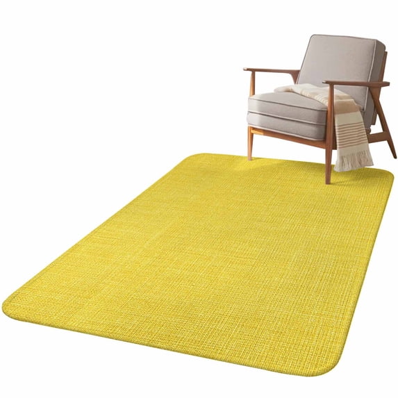 5.25'x7.55' Area Rug for Living Room, Yellow Burlap Texture Non Slip Soft Large Rugs for Bedroom Dining Room Office, Washable Low Pile Rugs Kitchen Nursery Floor Mat Farmhouse Vintage Yellow