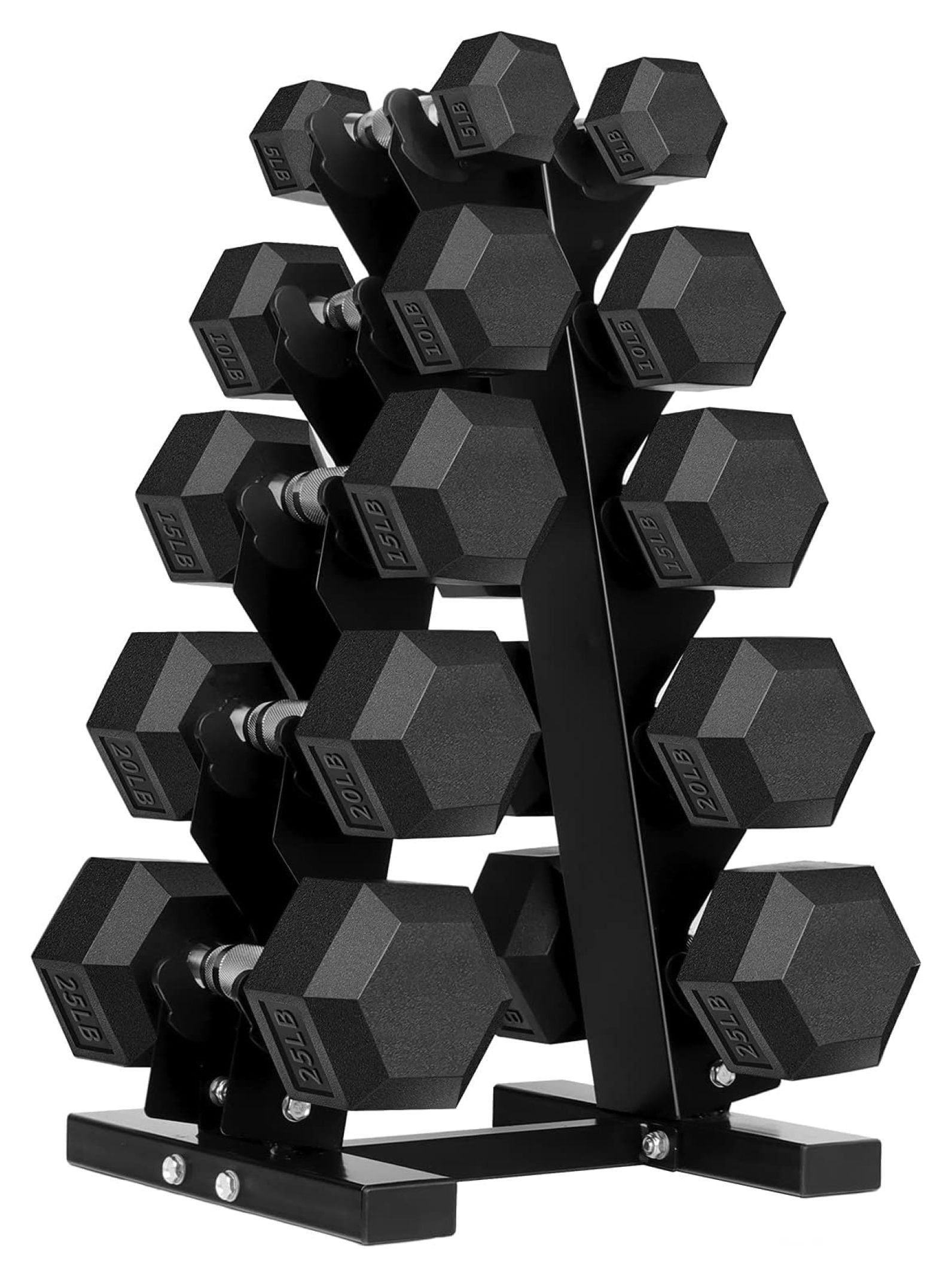 525LB Hex Dumbbell Set with Rack Rubber Coated Dumbbell Set with Rack 150 Pound Dumbbell Weight