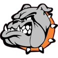 thumbnail image 1 of 5.25in x 4.75in Orange Collared Bulldog Mascot Sticker, 1 of 1