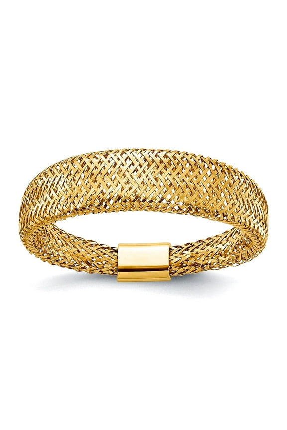 5.25mm 14k Solid Yellow Gold Mesh Tapered Stretch Ring Ring for Women - .4 Grams