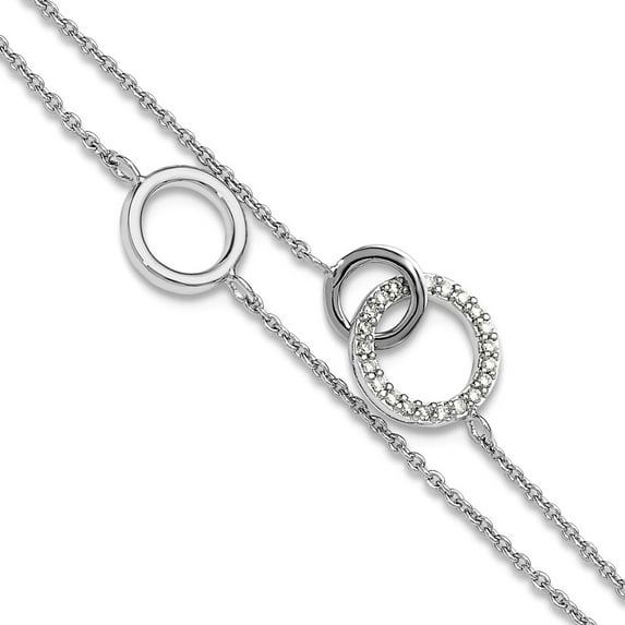 5.25mm 925 Sterling Silver Rhodium Plated CZ Double Strand Circles With 1.25inch Extension Bracelet 6.5 Inch Strand Brac