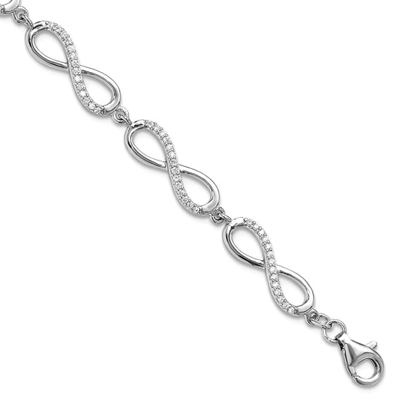 5.25mm 925 Sterling Silver Rhodium Plated CZ Infinity Link With 1inch Extension Bracelet 7 Inch Link Bracelet for Women