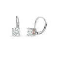 thumbnail image 1 of 5.25mm White Round Swarovski CZ Sterling Silver Two-Tone Rhodium and 18kt Rose Gold-Plated Filigree Sides Leverback Earrings, 1 of 4