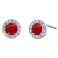 thumbnail image 1 of 5.28 CT Ruby with Diamond Halo Stud Earring, 14K White Gold, 1 of 1