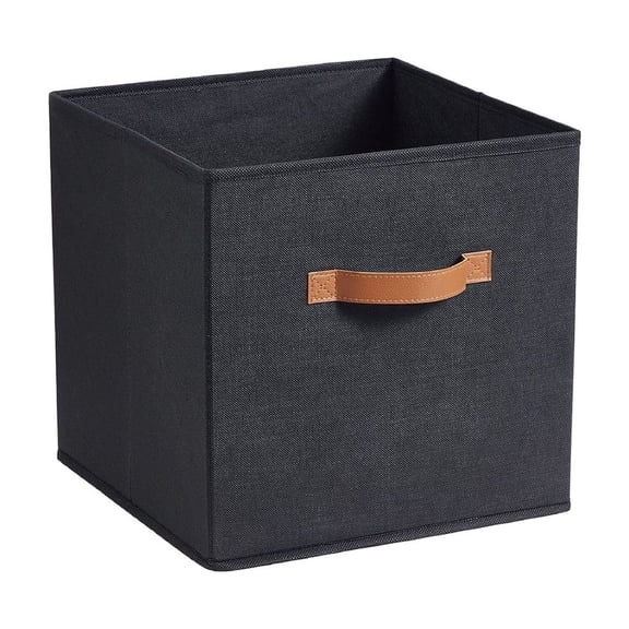 5.28 Gallon Foldable Fabric Storage Cubes, 10.63" Black Organizer Bins for Home, Collapsible Decorative Box with Cardboard Insert