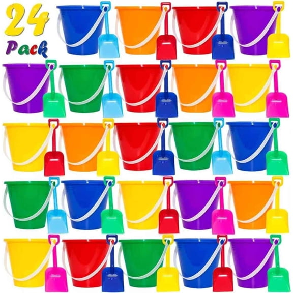 5.28'' Inch Sand Beach Buckets Pail with Shovels,Sand Bucket Water Pail for Beach Fun Great Summer Party Accessory(24 Bucket+24 Shovels)