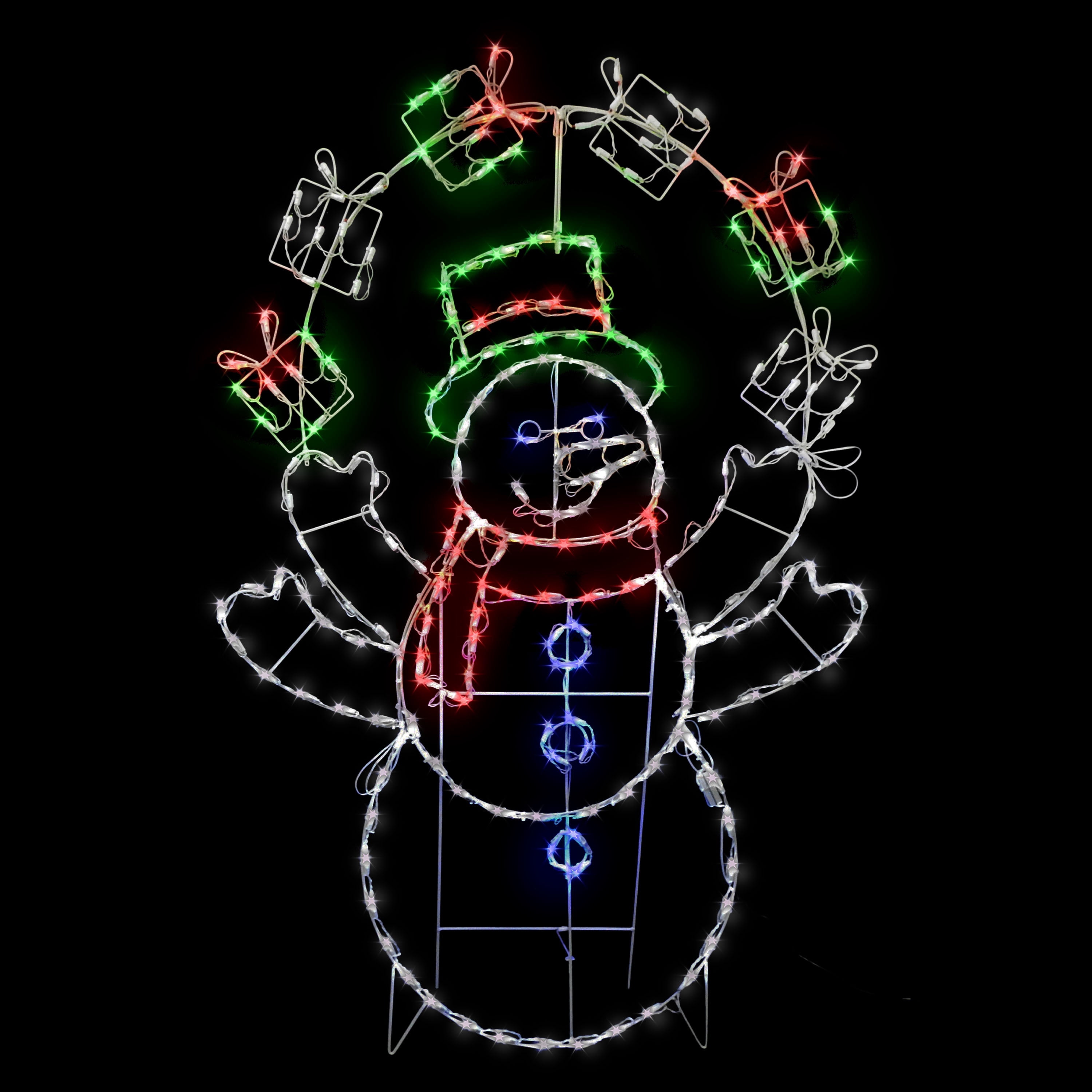 Multi Color Led Snowman 5' 2D Outdoor Snowman with 222 Multi-Color-Color LED Lights - Walmart.com