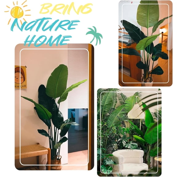 5.2FT Artificial Bird of Plant, Faux Artificial Trees, Tall Fake Realistic Tree, 10 Trunks Silk Leaf Plant with Plastic Pot for Home Office Decor Indoor Outdoor Modern Decoration