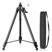 5.2Ft/1.6M Flat Head Aluminum Tripod Adjustable for Laser Level with Bubble Level, 5/8"-11 Male Thread, 1/4"-11 Screw Adapter and Carrying Bag