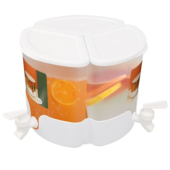 5.2L 3-in-1 Beverage Dispenser - 360 Rotating Drink Dispenser with Faucets for Juice/Water/Milk - BPA-Free PP, Leakproof (White)
