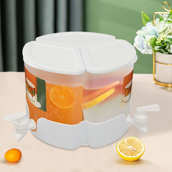 5.2L 360 Rotation Beverage Dispenser Drink Juice Coffee Dispensers with 3 Faucets for Parties, Picnics