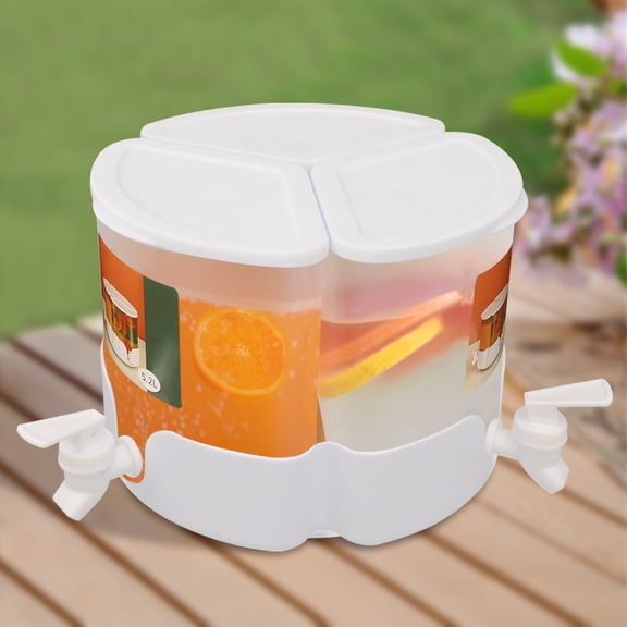 5.2L Circular Beverage Dispenser Drink Juice Coffee Dispensers with 3 Facetr White for Parties, Picnics