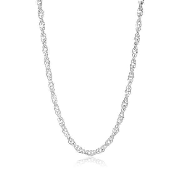 5.2mm Solid .925 Sterling Silver Twisted Singapore Chain Necklace, 22 inches