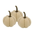 thumbnail image 1 of 5.2x5.2x6"H Fabric Weighted Pumpkin Natural/Cream Pattern, Set of 3, 1 of 10