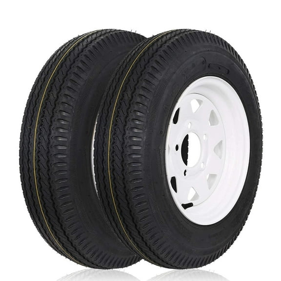 5.3-12 5.3x12 530-12 5.30-12 Trailer Tires with Rim, 5 Lug on 4.5'', Load Range C, 6PR, Set of 2