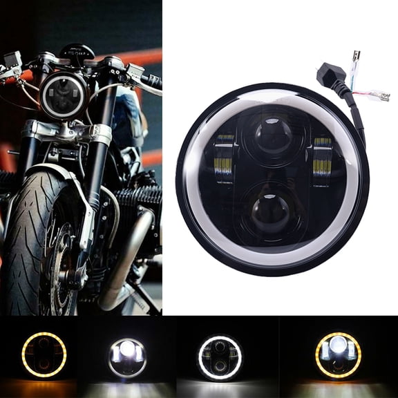 5 3/4" 5.75 High/Low Beam Projector LED Headlight with DRL Extension Wire for Motorcycle Headlamp Driving Light