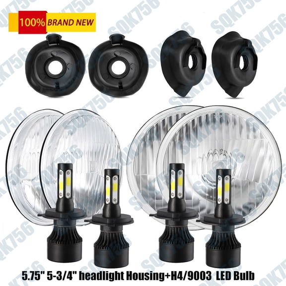 5-3/4" 5.75 Inch Round LED Halo Headlights Angel Eyes High Low Beam DRL 4PCS