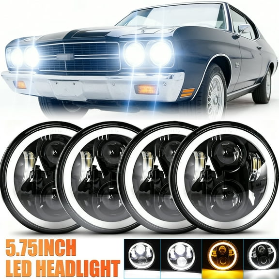5 3/4" 5.75" LED Headlights for CHEVY Corvette Chevelle Impala El Camino,4X