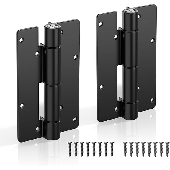 5-3/4" Adjustable Self Closing Aluminum Gate Hinges, Heavy Duty Gate Hinges for Metal Gates, Non-Legged Door Hinges Fence Gate Hinge for Pool Gate, Aluminum Gate, 2pcs, Black